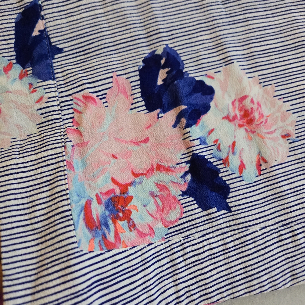 Joules Kimmy Open Kimono Cardigan Jacket Pink Floral Blue Striped - Picture 3 of 12